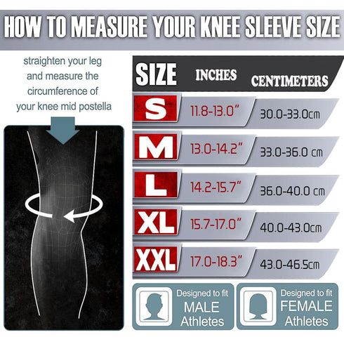 Knee Sleeves (1 Pair), 7mm Neoprene Compression Braces for Cross Training, Weightlifting, Powerlifting, Squats,