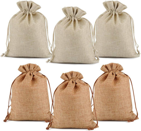 25/50/100PCS Burlap Gift Bags, Lucky Monet Wedding Hessian Jute Bags with Drawstring for Birthday, Party, Wedding