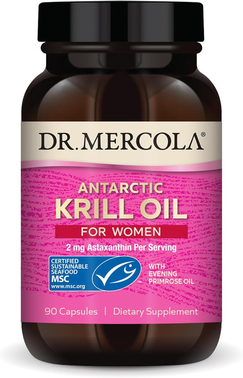 Dr. Mercola Krill Oil for Women - 30 Servings (90 Capsules), with Evening Primrose Oil