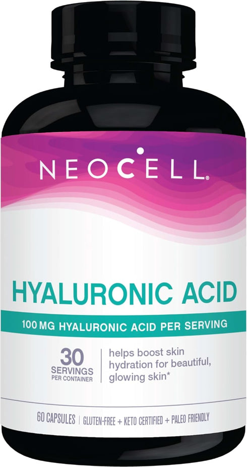 NeoCell Hyaluronic Acid Capsules, Essential Lubricant, 60 Count, 1 Bottle, Gluten Free