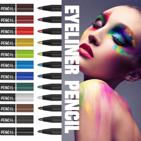 KAIQIKAIXI 12 Kinds of Color Eyeliner Pen, Eyebrow Pen, Eye Shadow Pencil, Lip Line Pen, Makeup Set Tool