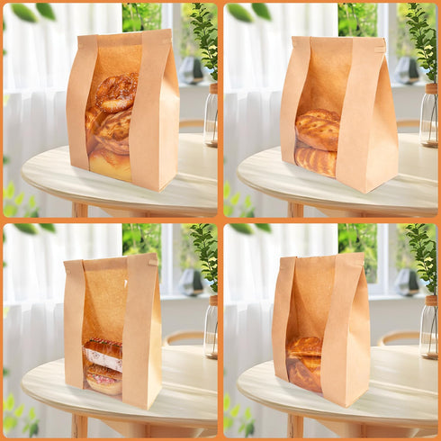 THSLSFX 50pcs Packaging (13.7''x8.2''x3.5'') Large Paper Bread Bags for Sourdough Breads Storage/Bakery Bags