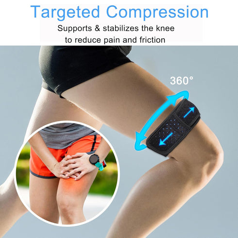 Adjustable IT Band Strap, Iliotibial Band Syndrome Brace, Knee Support Strap for Running, Cycling, 2 Pack