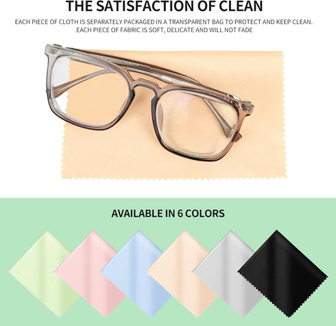 vonper 18 Pack (7" 6") Microfiber Cleaning Cloths x Multicolor Glasses Cleaning Cloth for Eyeglasses, Camera Lens, Cell