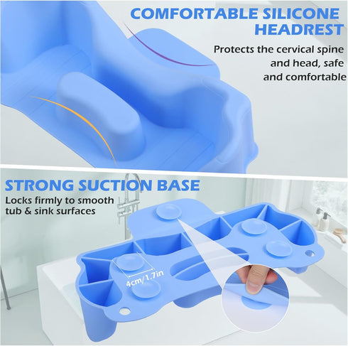 Jhua Portable Hair Washing Station for Kids Sink Bathtub Hair Washing Basin, Silicone Tear-Free Shampoo Bowl Wash Basin