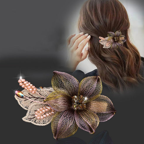 Womens Hair Barrettes - Copper Wire Bride Hair Clips, Butterfly Wedding Head Piece, 2 Pack