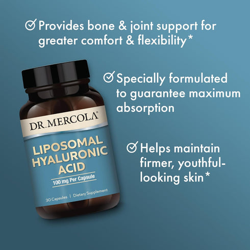 Dr. Mercola Liposomal Hyaluronic Acid, 30 Servings, 100mg Per Capsule - Dietary Supplement for Skin Appearance