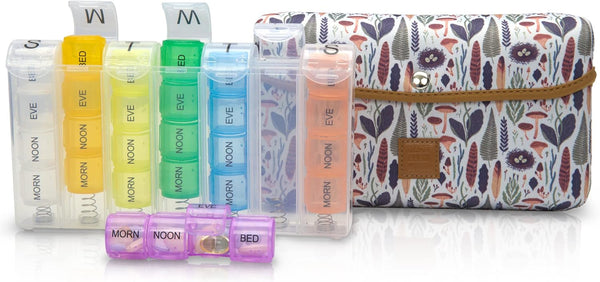 Made Easy Kit Pill Case, Large 7-Day / 28 Compartments in Neoprene Carrier with Storage Pill Box for Weekly Organization