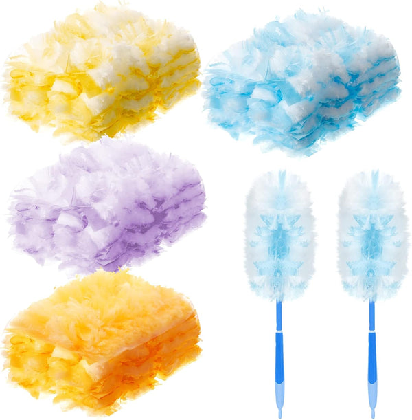 Duster Refills Compatible with Swiffer Dusters, Bulk Disposable Replacement Thickened Duster Refills with 1 Handle, 100