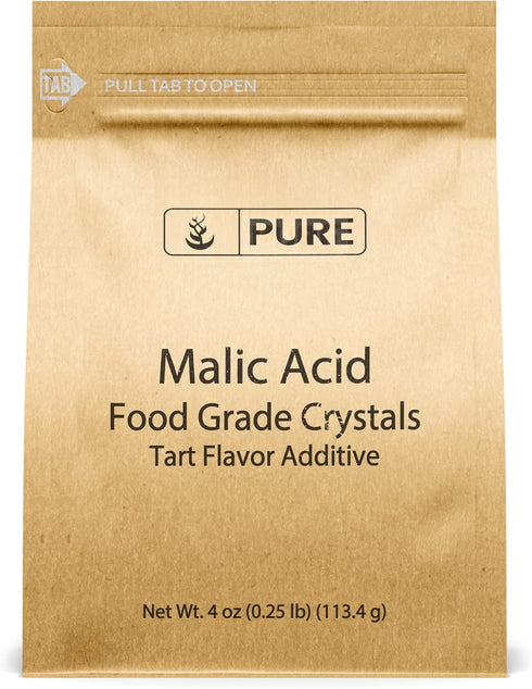 PURE ORIGINAL INGREDIENTS Malic Acid (4 oz) - Food Grade Crystals with Tart Flavor