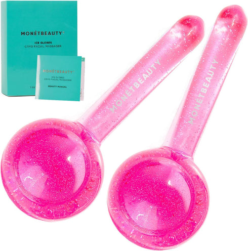 Ice Globes for Face, Freezer Safe Facial Globes for Daily Beauty Routines, Pink Face Roller to Tighten Skin