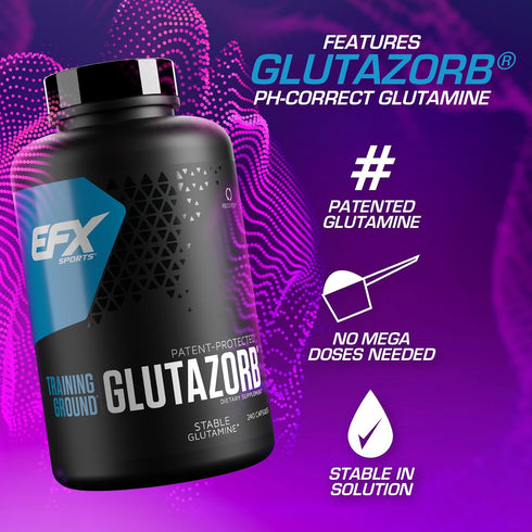 EFX Sports Training Ground Glutazorb Caps, Highly Concentrated Glutamine Supplement for Digestion and Immune Support