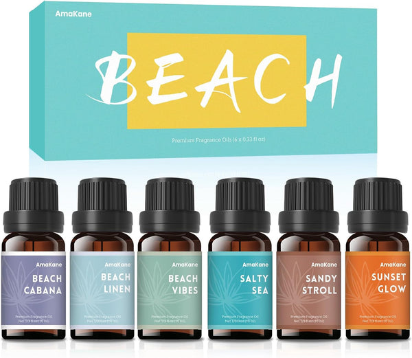 AmaKane Beach Fragrance Oil Set, Summer Essential Oils for Diffuser for Home,