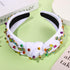 Mexican Beaded Headband for Women, Cinco De Mayo Fiesta Headband with Crystal Knots (Avocado)