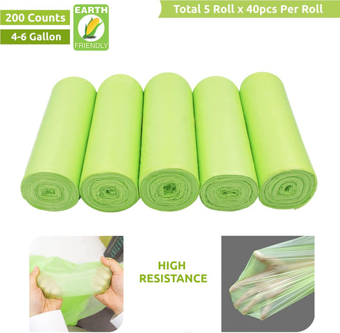 Nexlyte 200 Count 5 15-16 0.71 Gallon Biodegradable Trash Bags Liter Garbage Bags, Mil Thick, Green