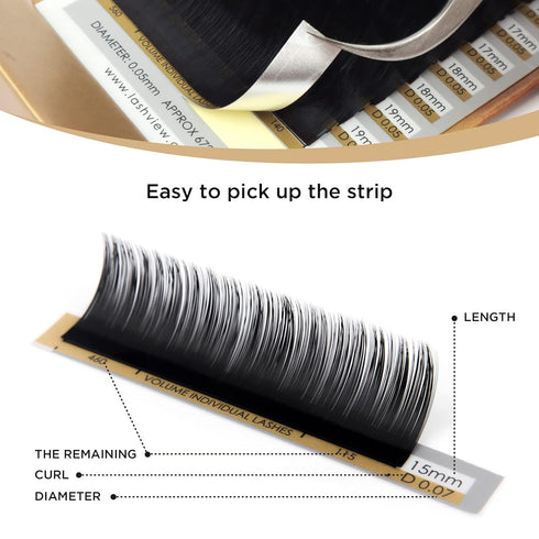 LASHVIEW 0.07 Thickness C Curl Mixed Tray Volume Faux Eyelash Extensions - Silk Individual Lash Extensions