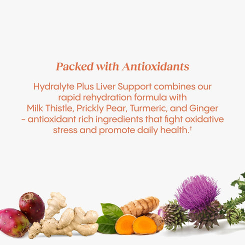 Hydralyte Liver Support + Electrolyte Mix with Milk Thistle, Turmeric, Ginger, 20 Packets - Pineapple Mango