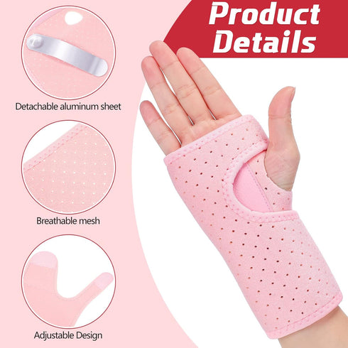 2 Pieces Carpal Tunnel Wrist Braces - Night Wrist Sleep Support Brace, Cushioned Hand Brace for Pain Relief (Breathable