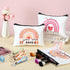 Hillban 32 Pcs Rainbow Cosmetic Bag, Inspirational Canvas Makeup Bags with 16 Quote Keychains for Women