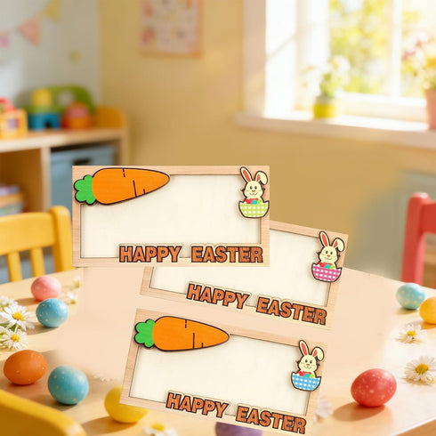 SJFBJNJHJ 6 Pcs Easter Money Holders, Wooden Bunny Card Easter Money Holders for Cash, Basket Stuffer and Spring Box
