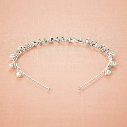 SWEETV Silver Pearl Flower Girl Headpiece Girls Headband for Wedding Princess Hair Accessories Birthday Party