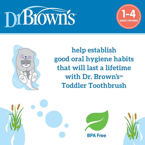 Dr. Brown’s Otter Toddler Toothbrush, Soft Bristles with Suction Cup, BPA Free, Ages 1-4, 1-Pack