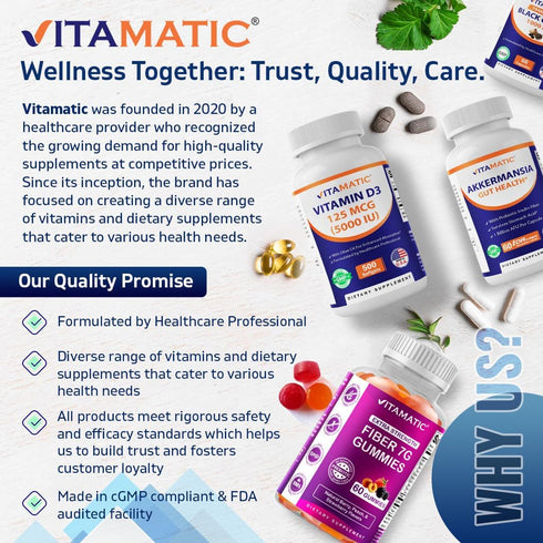 Vitamatic Vitamin B1 (Thiamine) 500mg - 120 Capsules
