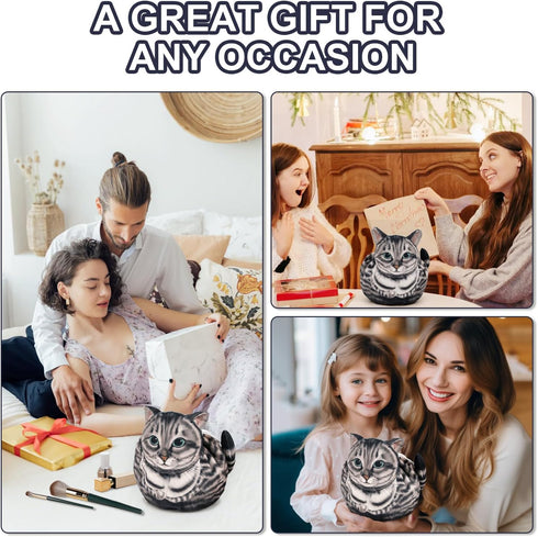 Drawstring Makeup Bag - Cute Cat Travel Organizer for Women, Large Cosmetic Pouch for Toiletries (Gray Cat)
