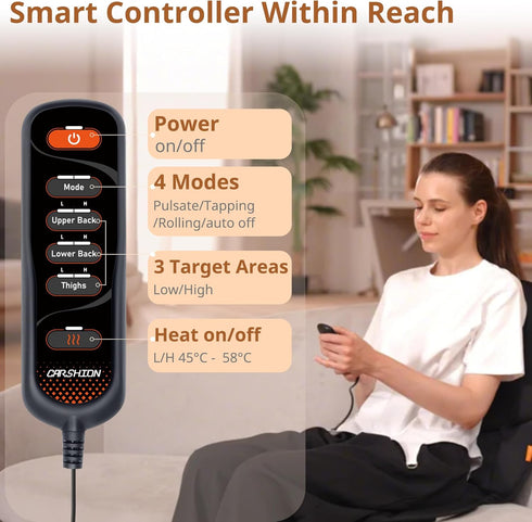 Massage Seat Cushion with Heat, Back Massager for Chair, Heated Seat Cover for Pain Relief