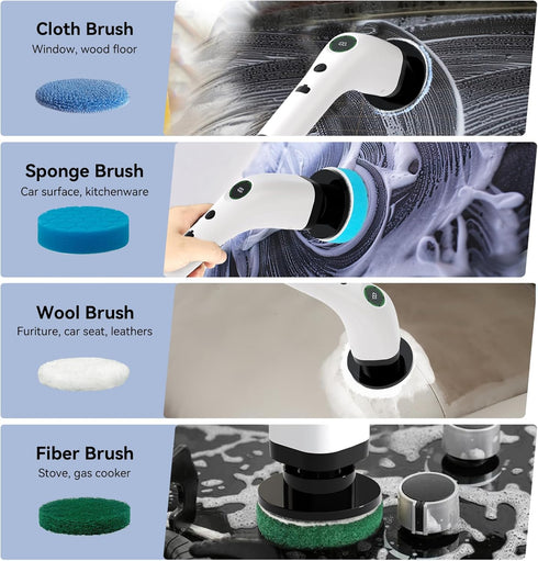 IPX7 8 -SD-CTB01 Electric Bathroom Cleaning Brush, Cordless Spin Scrubber Full Body Waterproof with Adjustable Handle