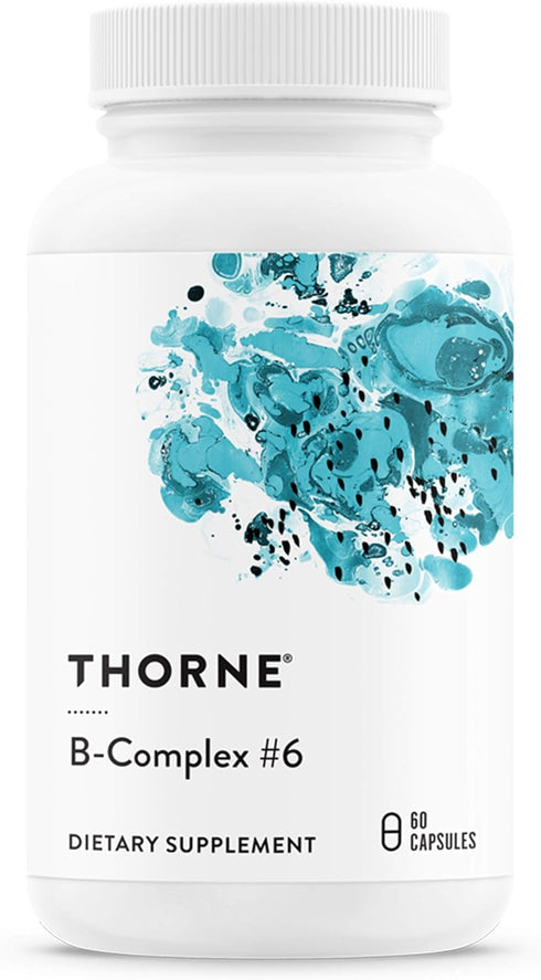 THORNE B-Complex #6 - Vitamin B Complex with Active Forms of Essential B Vitamins, Extra B6, 60 Capsules