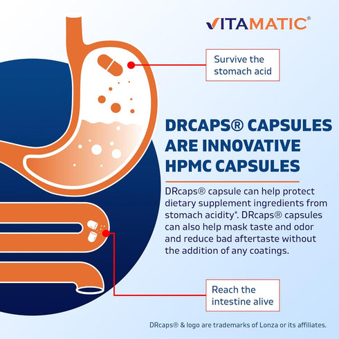 Vitamatic Lactobacillus Salivarius 2 Billion per DR Capsule, 60 Count for Digestive Support with Prebiotic Inulin