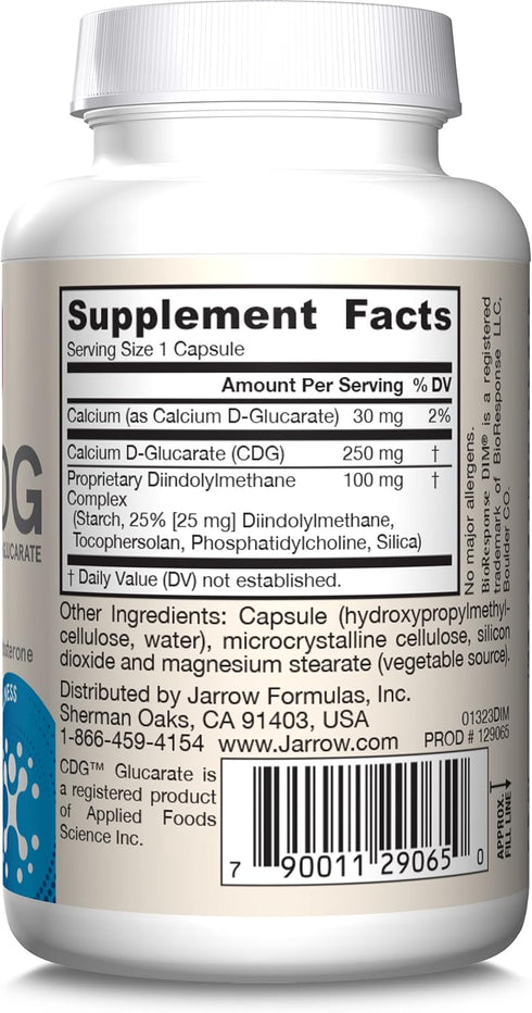 Jarrow Formulas DIM + CDG - 30 Veggie Capsules - Dietary Supplement for Liver Detox Support, Healthy Hormone Regulation