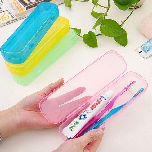4PCS Plastic Toothpaste Toothbrush Holder Box Case Organizer for Travel, Random Color