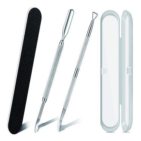Premium Nail Care Kit - Cuticle Pusher, Gel Polish Remover, Nail Files, Stainless Steel Tools for Fingernails, Toenails