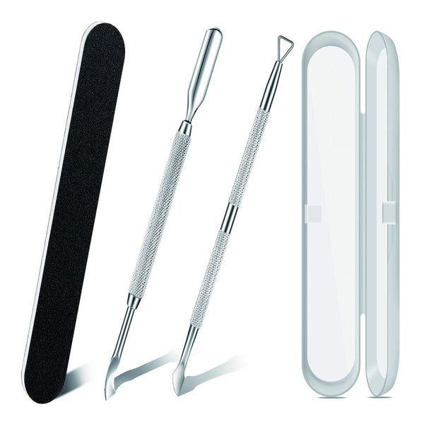 Premium Nail Care Kit - Cuticle Pusher, Gel Polish Remover, Nail Files, Stainless Steel Tools for Fingernails, Toenails