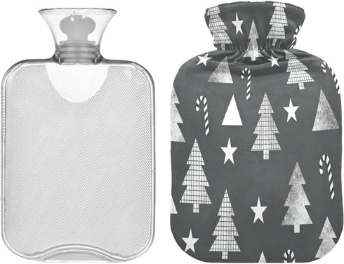 miaozhen Gray and White Tree and Stars Travel hot Water Bottle with Soft
