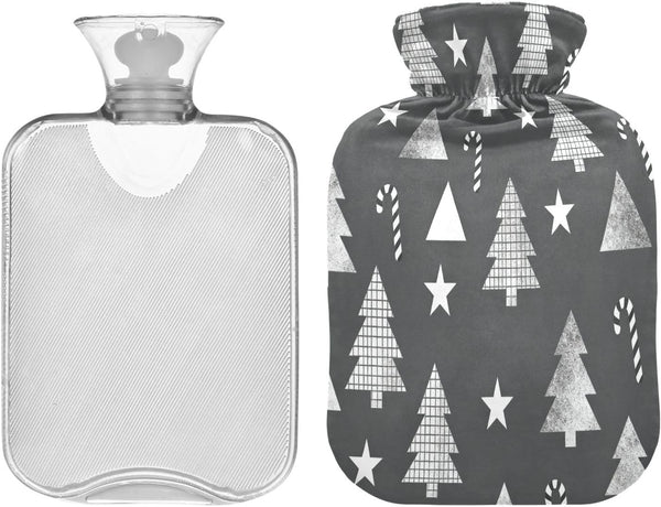 miaozhen Gray and White Tree and Stars Travel hot Water Bottle with Soft