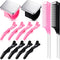 Syhood 14 Pcs Hair Braiding Tools, Magnetic Pin Wristband, Stainless Steel Pintail Rat Tail Comb, Alligator Sectioning