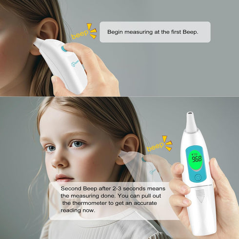 Ear Thermometer for Adults and Kids - Digital Thermometer with Fever Alarm, Instant Accuracy Readings for Infants