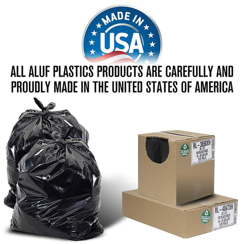 Aluf Plastics 40-45 Gallon Trash Bags, 2 MIL, Pack of 50, 40" x 46", Heavy Duty Black Garbage Bags for Outdoor