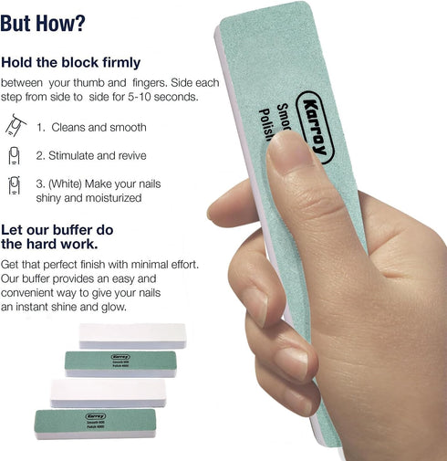 Nail File and Buffer Block, 600/4000 Grit Pack of 8 for Natural Nails Shine Polishers