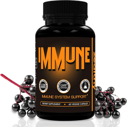 Immune Support Supplement | Elderberry Capsules with Vitamin D3, C & Zinc for Immune Boost