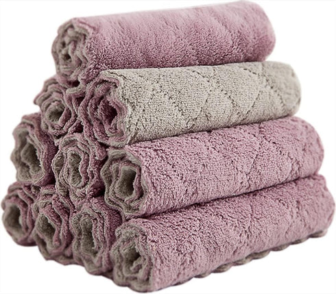 SAOYOAS 10 Pack Kitchen Cloth, Microfiber Dish Towels Washcloths, Super Absorbent Coral Velvet