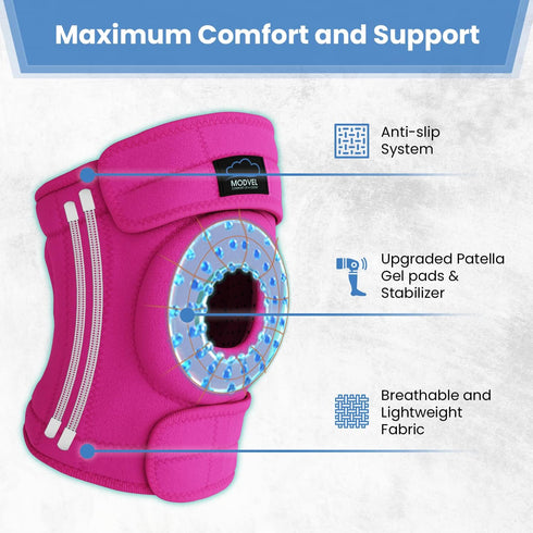 MODVEL Knee Brace with Side Stabilizers, Patella Gel Pads for Knee Pain, Meniscus Tear, ACL, MCL, Injury Recovery (XXL