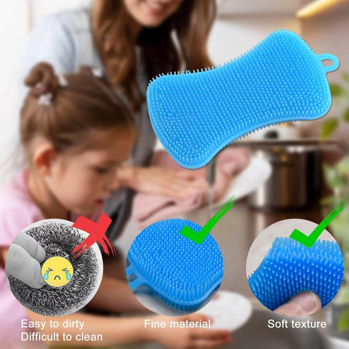 6 PCS Silicone Dish Sponges, Super Durable Multi-Purpose Kitchen Gadgets for Cleaning Fruits and Vegetables