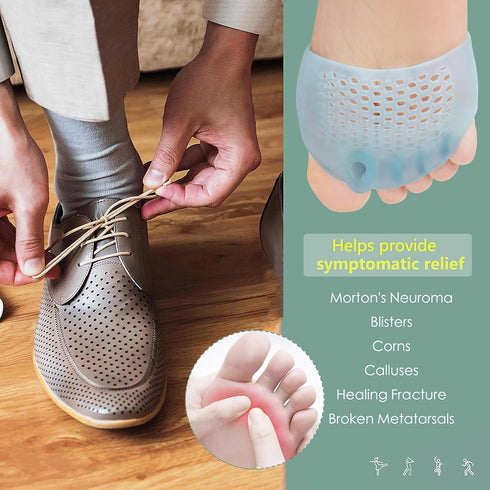 JUMPOW Metatarsal Pads - 2 Pairs Soft & Durable Ball of Foot Cushions for Pain Relief, Gel Toe Separator Spacers
