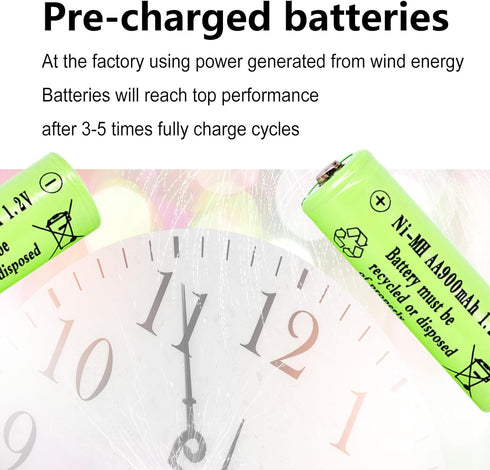 12 Pack 1.2V AA NIMH 900mAh Rechargeable Batteries for Solar Lights, String Lights, Mouse, Keyboard