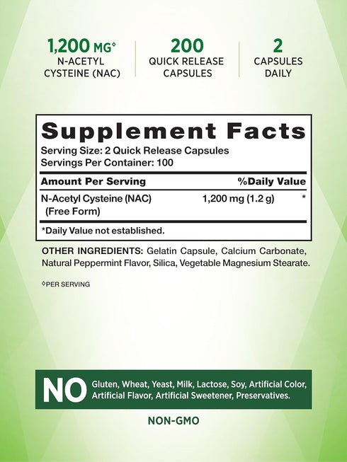 Nature's Truth NAC Supplement | N-Acetyl Cysteine | 1,200mg | 200 Capsules | Free Form Amino Acid | Non-GMO & Gluten Free Supplement