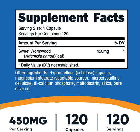 Nutricost Wormwood Capsules 450mg 120 Capsules - Vegetarian Caps, Gluten Free and Non-GMO